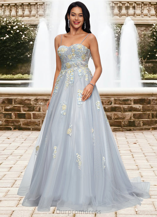 Caylee Ball-Gown/Princess Sweetheart Sweep Train Tulle Prom Dresses With Pleated HDP0022192