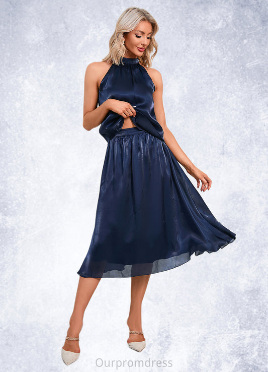Jazmine High Neck Elegant Separates Polyester Dresses HDP0022509