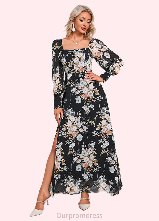 Saige Floral Print Off the Shoulder Elegant A-line Chiffon Maxi Dresses HDP0022515