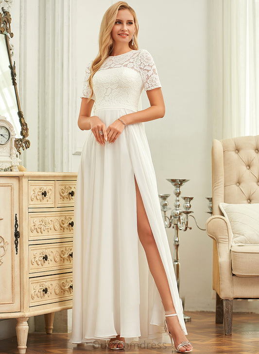 Wedding Dresses Neck Chiffon Aliya Wedding Dress Floor-Length Lace Scoop A-Line