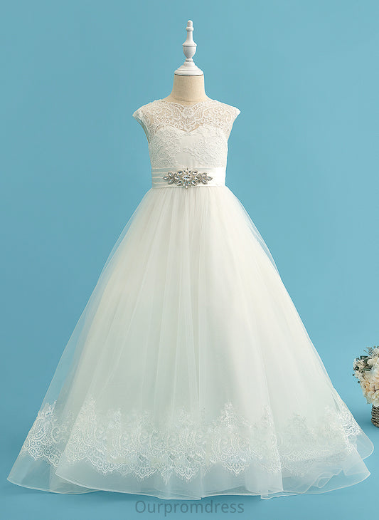 - Flower Girl Dresses Girl Dress Scoop With Train Ball-Gown/Princess Sleeveless Neck Beading Sweep Aryanna Flower Satin/Tulle/Lace