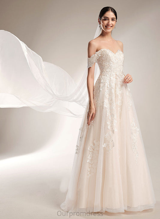 Wedding Dresses Off-the-Shoulder Ball-Gown/Princess Dress Train Chapel Keyla Wedding Tulle Lace