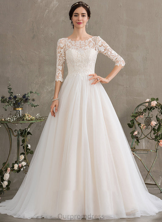 Wedding Dresses Scoop Tulle Sequins Court Mackenzie With Ball-Gown/Princess Neck Dress Wedding Train