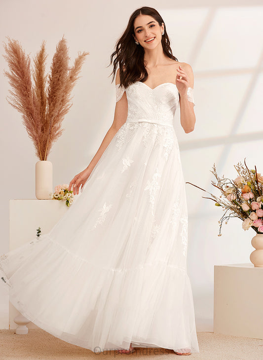 Wedding Dresses Off-the-Shoulder Wedding Sequins Floor-Length Teagan Dress Beading With A-Line
