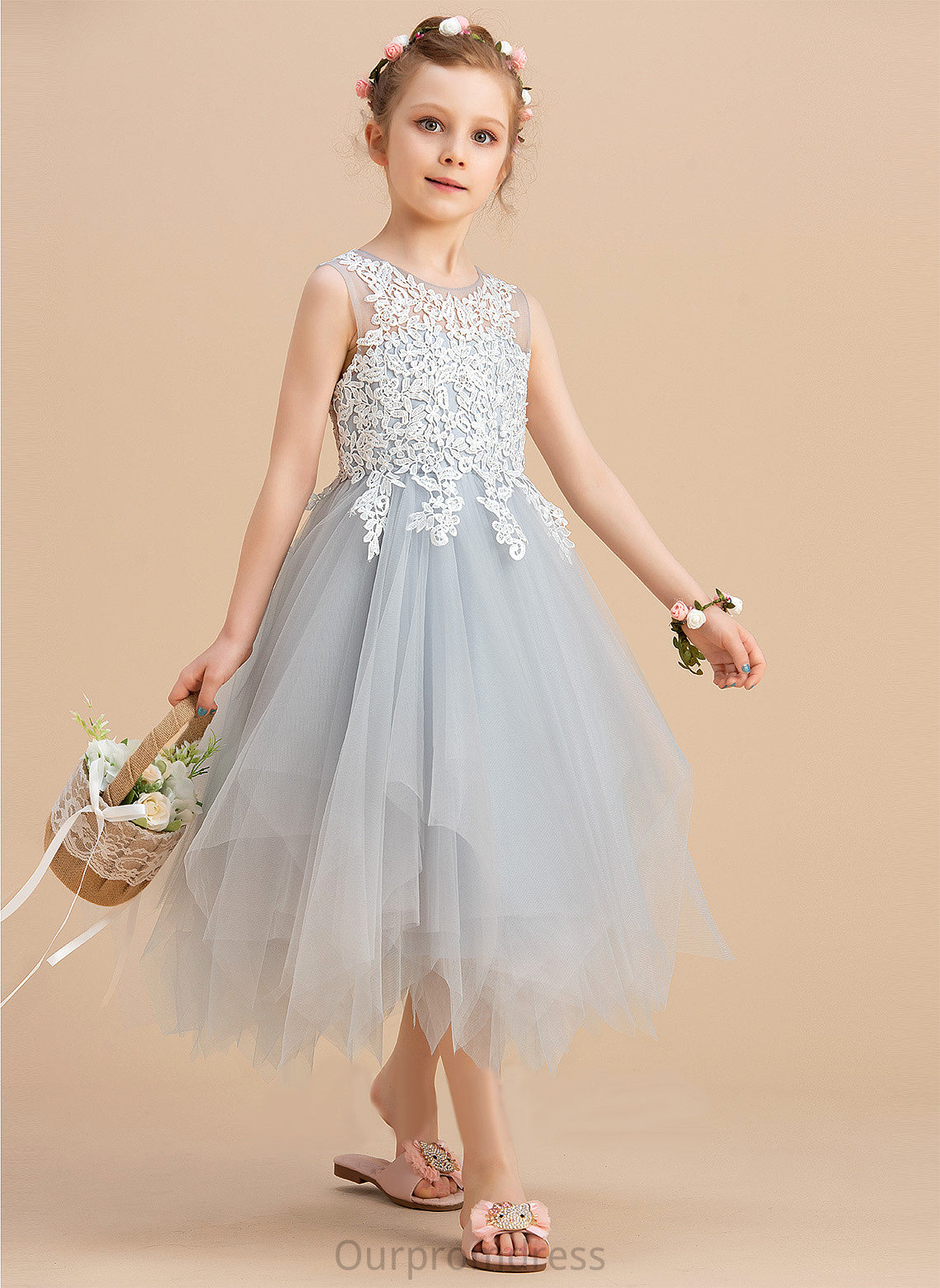 - Tea-length Scoop Girl Flower Kayleigh A-Line Tulle/Lace Flower Girl Dresses Dress Neck Sleeveless