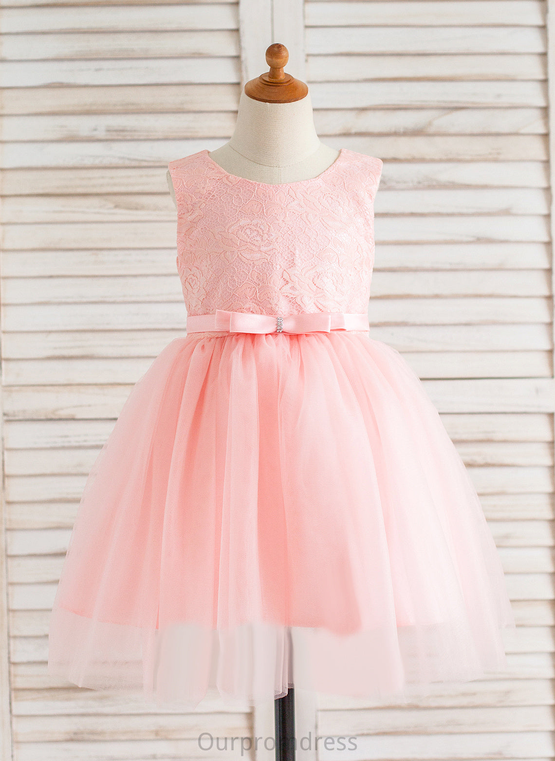 - Flower Dress Girl Neck Sleeveless Aimee Bow(s) Knee-length Ball-Gown/Princess With Flower Girl Dresses Tulle/Lace Scoop