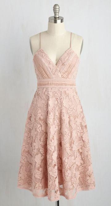 A-Line Spaghetti Straps Knee-Length Homecoming Dresses Lace Pink Parker Sleeveless HD1974