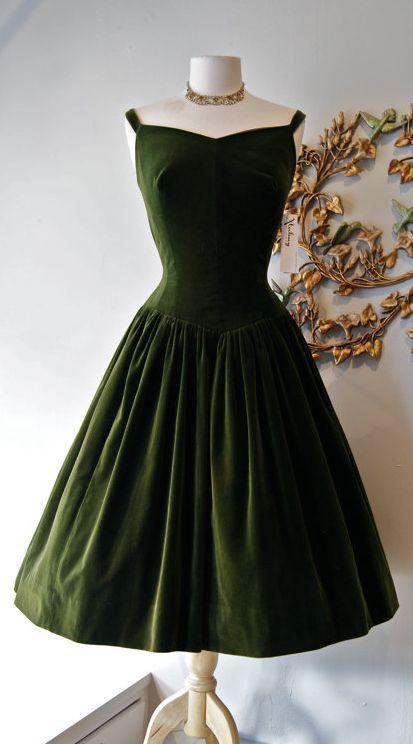 1950S Vintage Dress Dark Homecoming Dresses Sherlyn Green