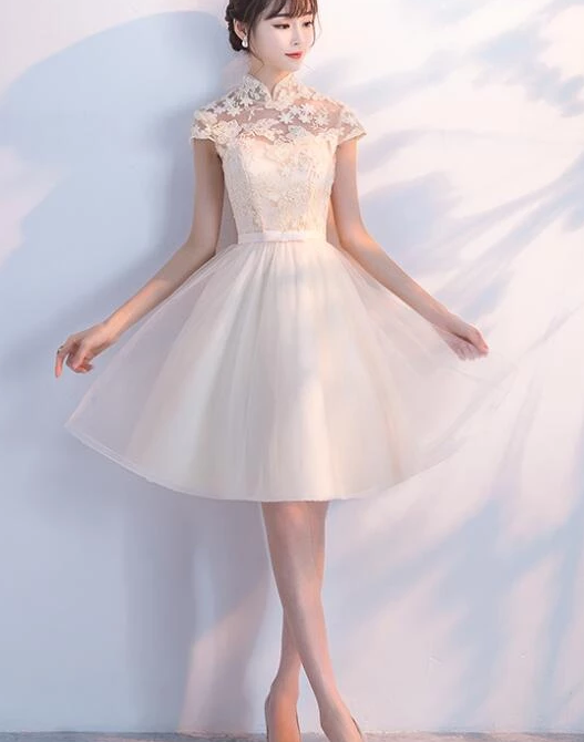 Cute Homecoming Dresses Myla Lace And Tulle Lovely Champagne Short Party Dress HD4939