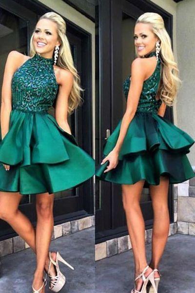 Splendid Open Back Pretty Green Short Homecoming Dresses Meg A-Line Short HD5041