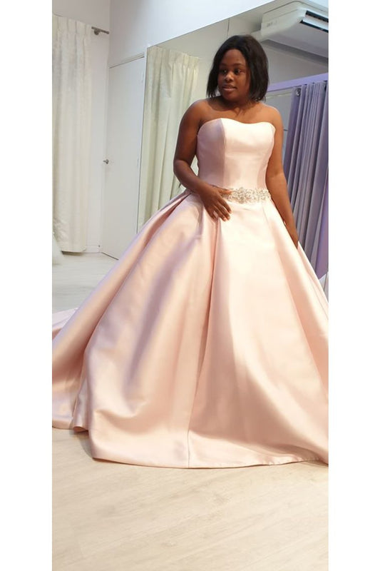 Wedding Dresses Strapless Satin A Line With STGP9LAL4E5