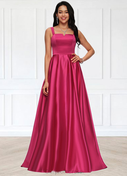 Aria Ball-Gown/Princess V-Neck Sweep Train Satin Prom Dresses HDP0022215