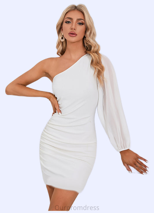 Marin Ruffle One Shoulder Sexy Bodycon Cotton Blends Mini Dresses HDP0022542