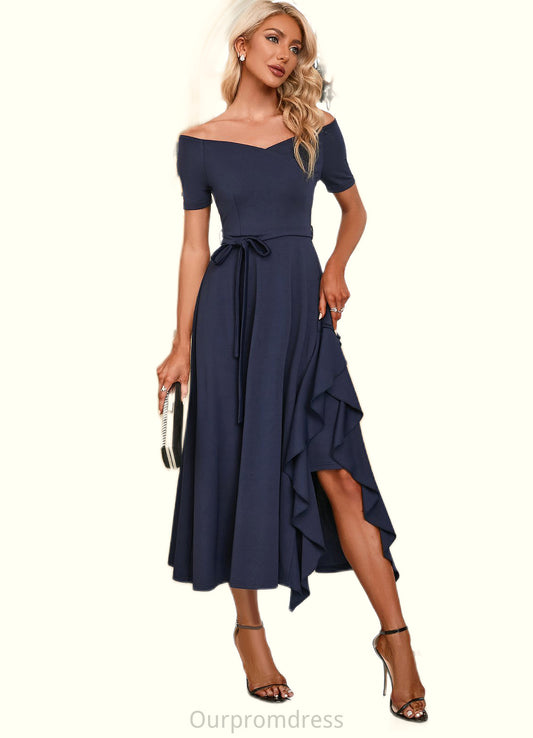 Magdalena V-Neck Elegant A-line Cotton Blends Midi Dresses HDP0022561