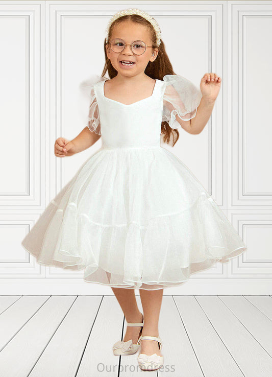 Liana Ball-Gown Sweetheart Neckline Organza Knee-Length Dress Diamond White HDP0022854